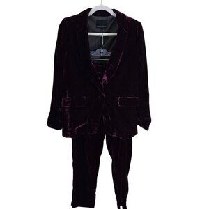 Banana Republic Sour Cherry Velvet Blazer Hayden Pull On Pants Size 2/M